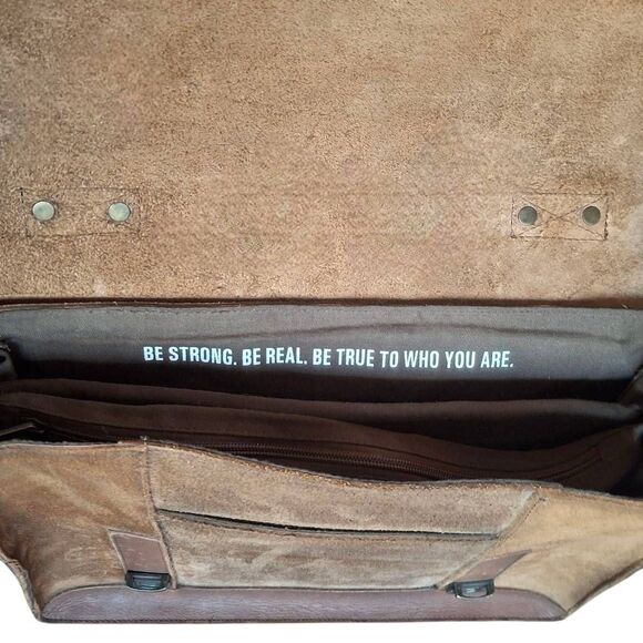 STS Ranchwear Foreman 2 Messenger Bag Brown Leather & Suede Work Tote Briefcase - Picture 11 of 15